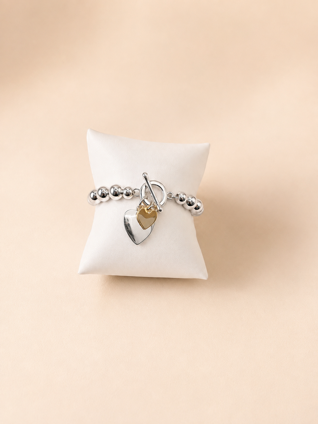 Elastische statement armband hart zilver