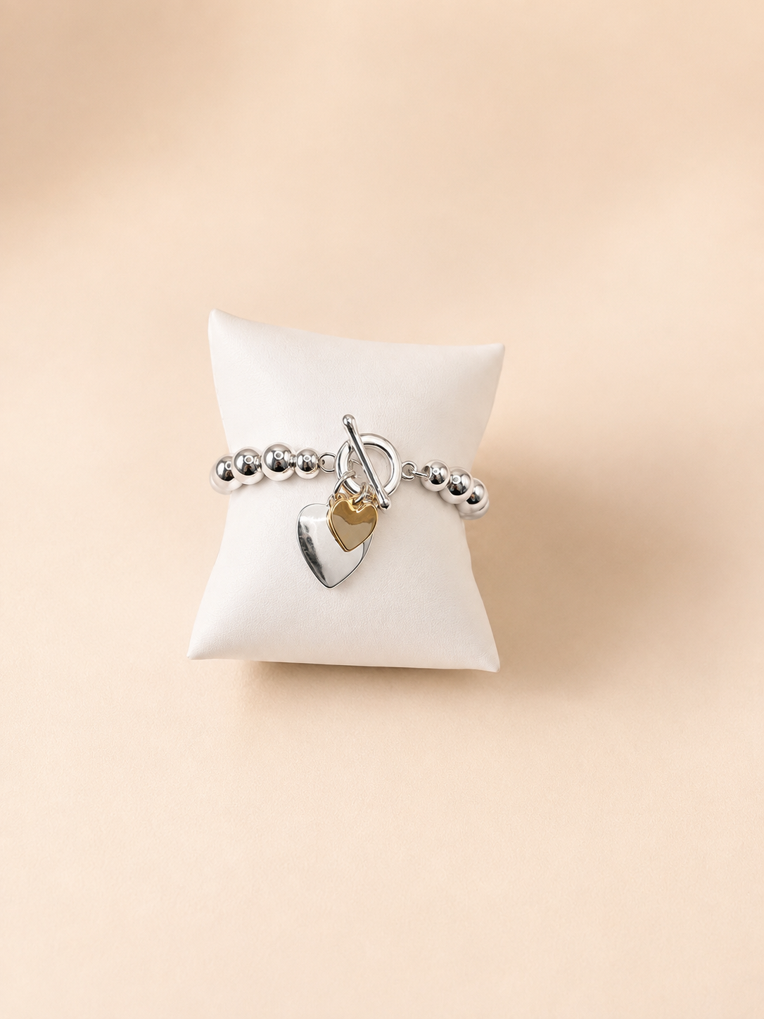 Elastische statement armband hart zilver