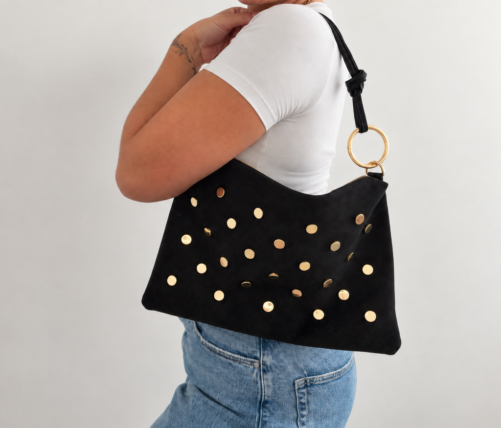 Grote stud bag suède
