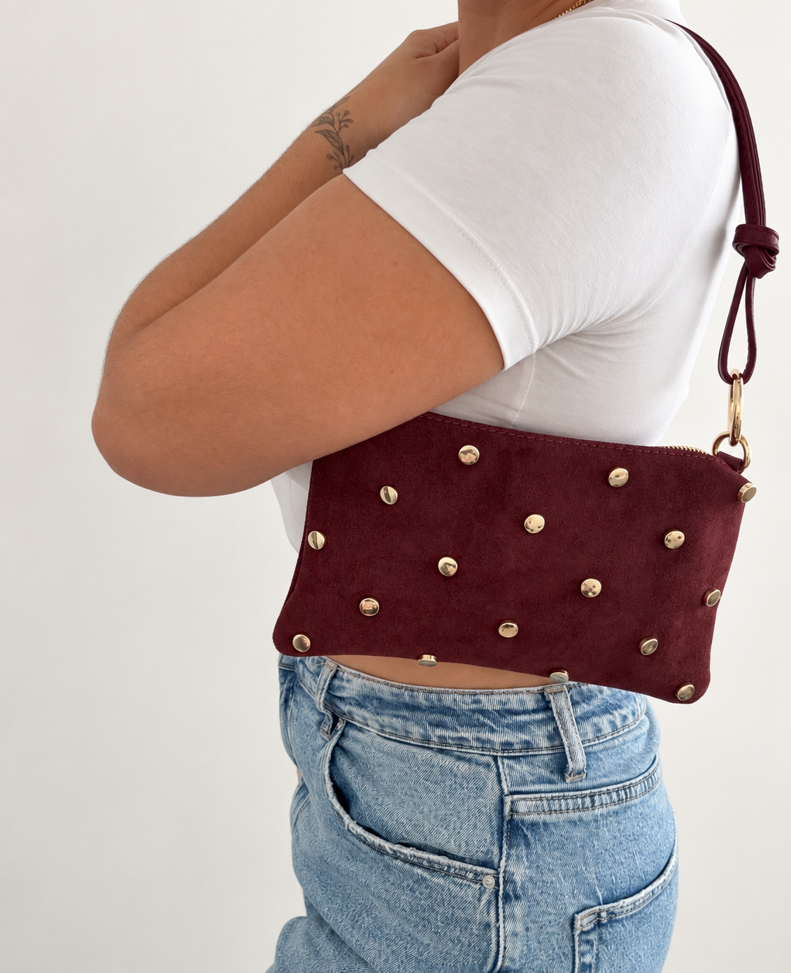 Stud bag suède