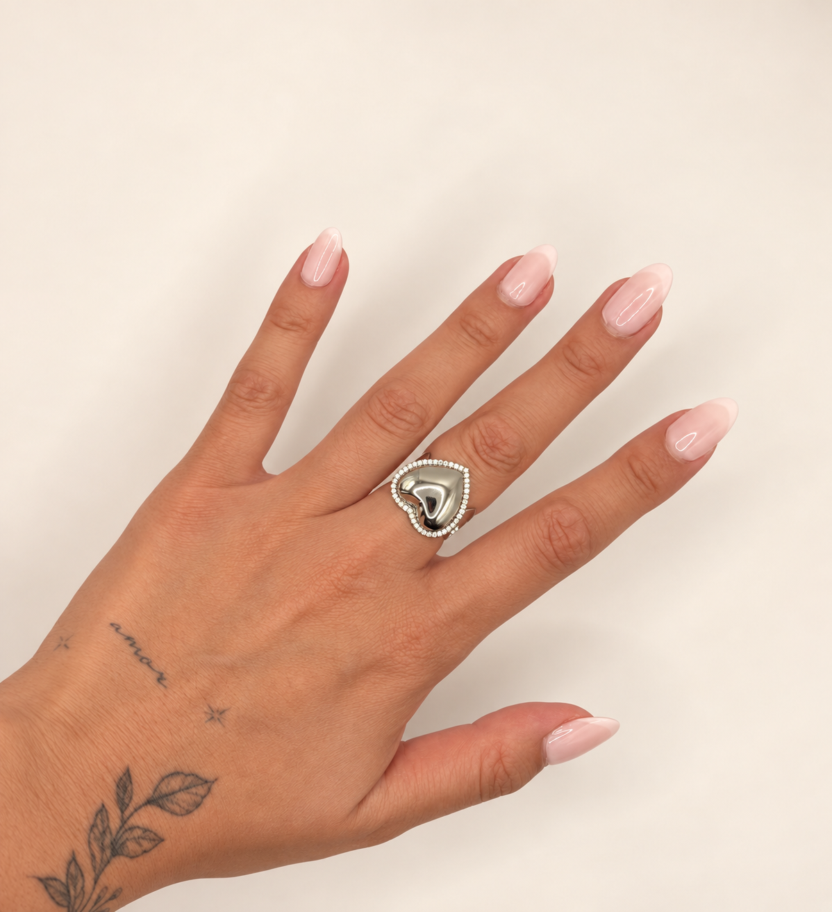 Hart ring zilverkleurig