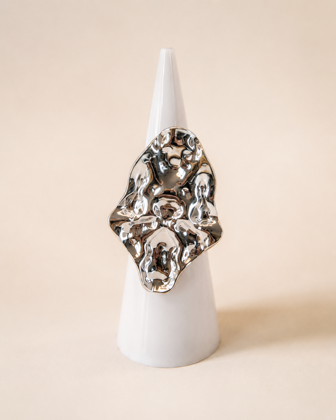Statement ring kronkel zilver