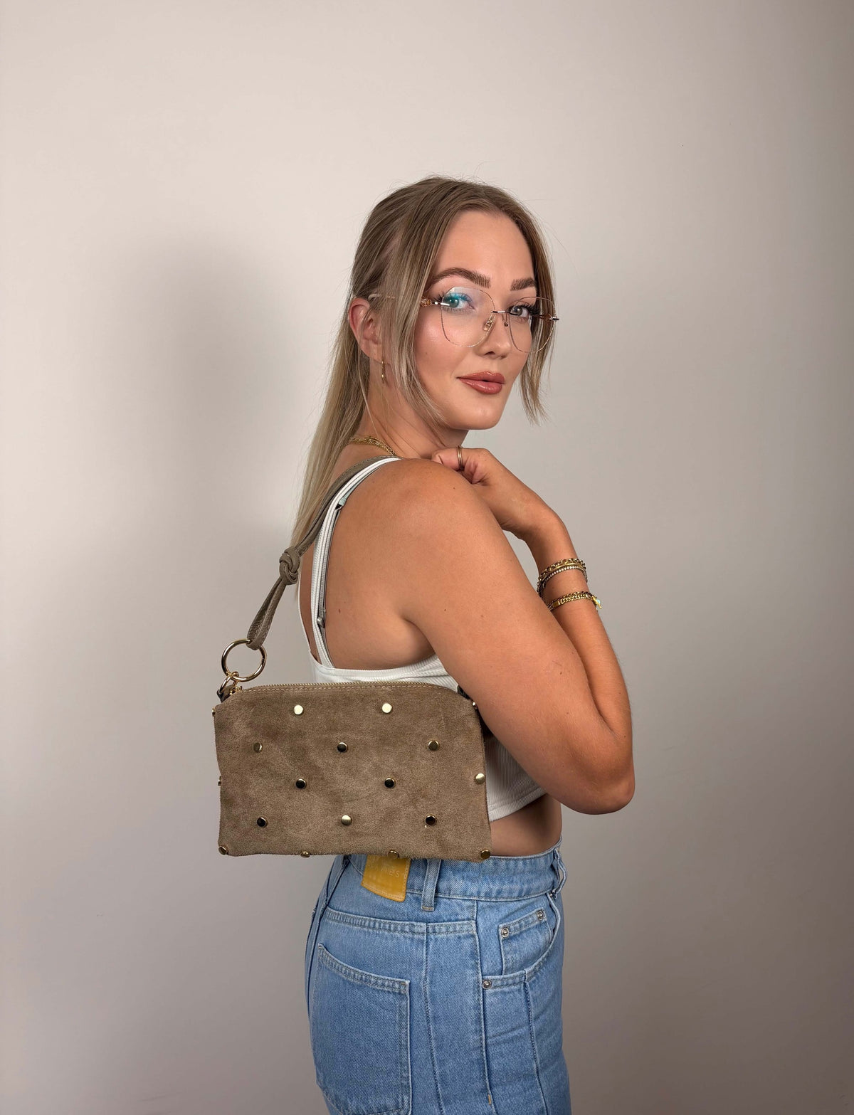 Stud bag suède
