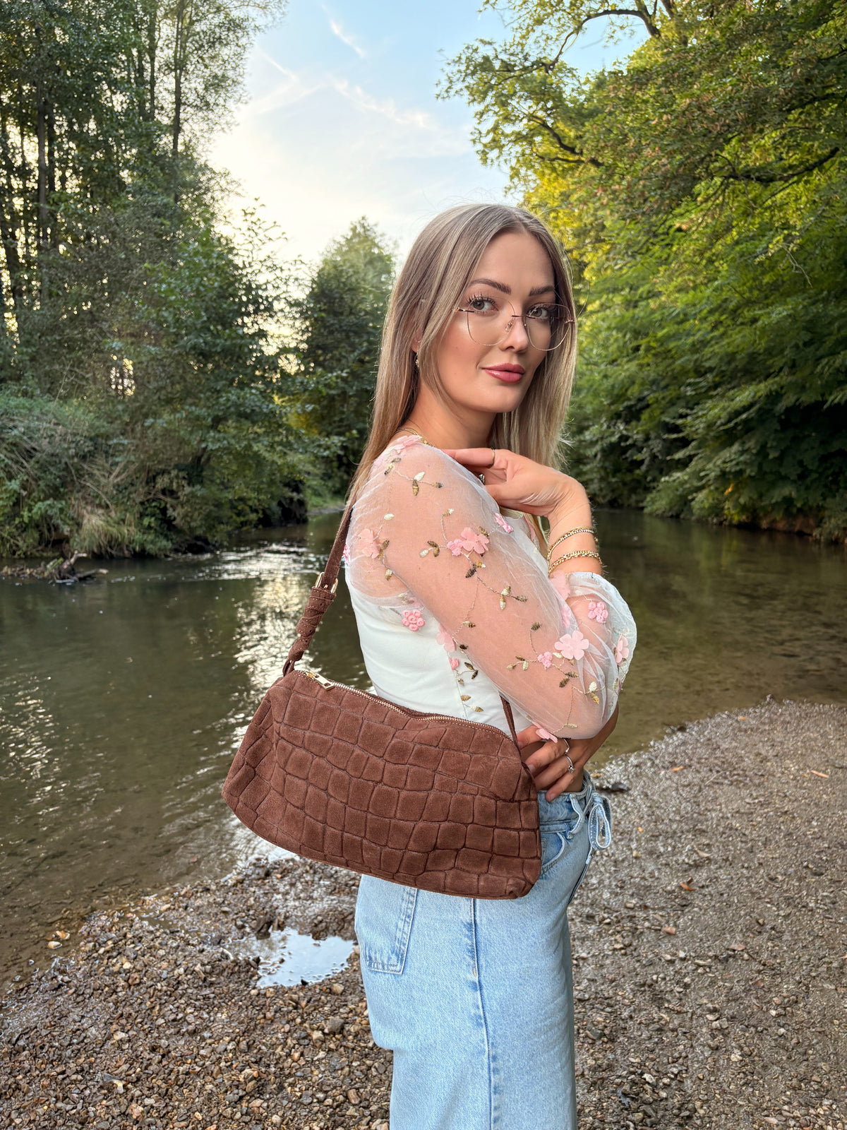 Croco bag suède