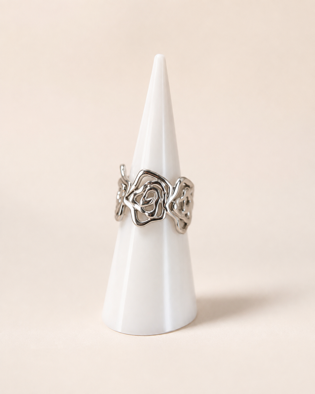 Ring met roos patroon zilver