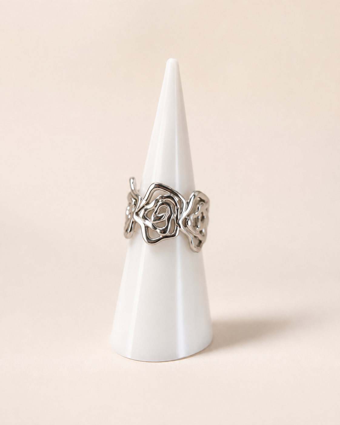 Ring met roos patroon zilver