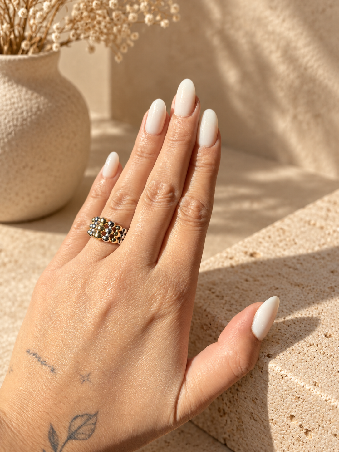 Bold ring met bubbel goud- en zilverkleurig