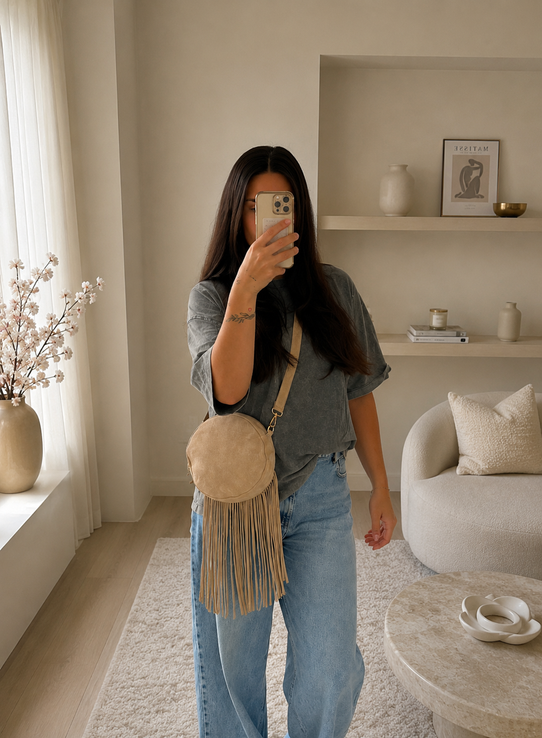 Lea fringe bag suède