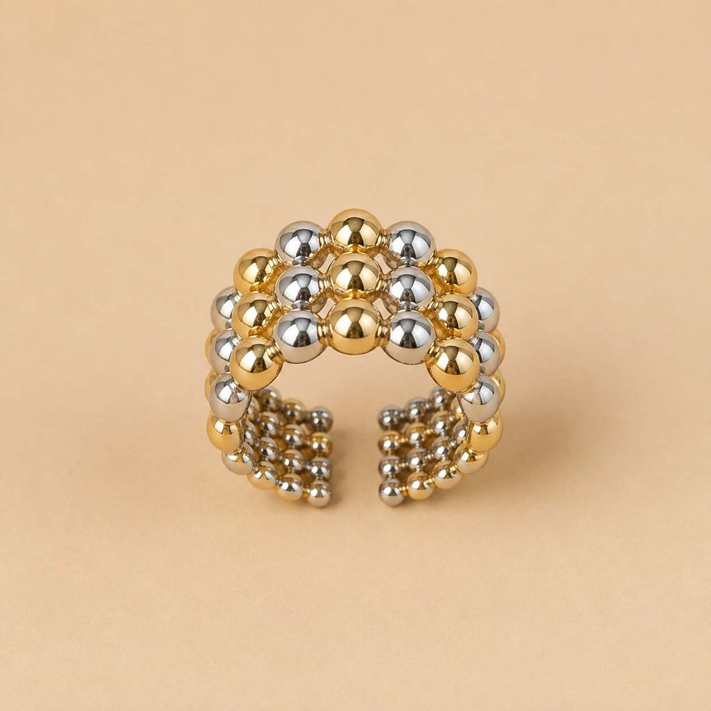 Bold ring met bubbel goud- en zilverkleurig