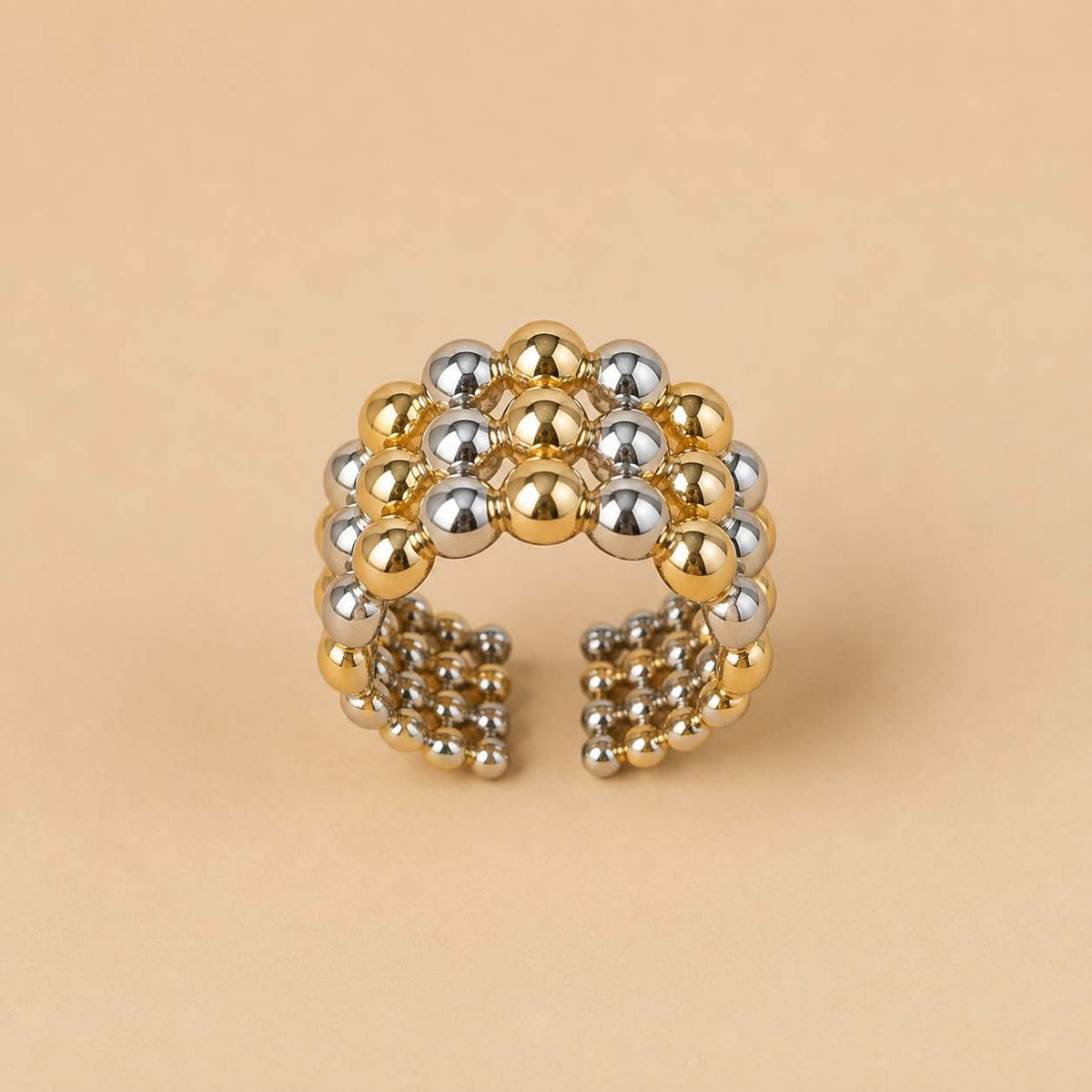 Bold ring met bubbel goud- en zilverkleurig