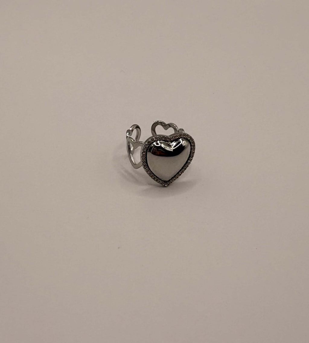 Hart ring zilverkleurig