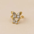 Ring met vlinders goud en zilverkleurig