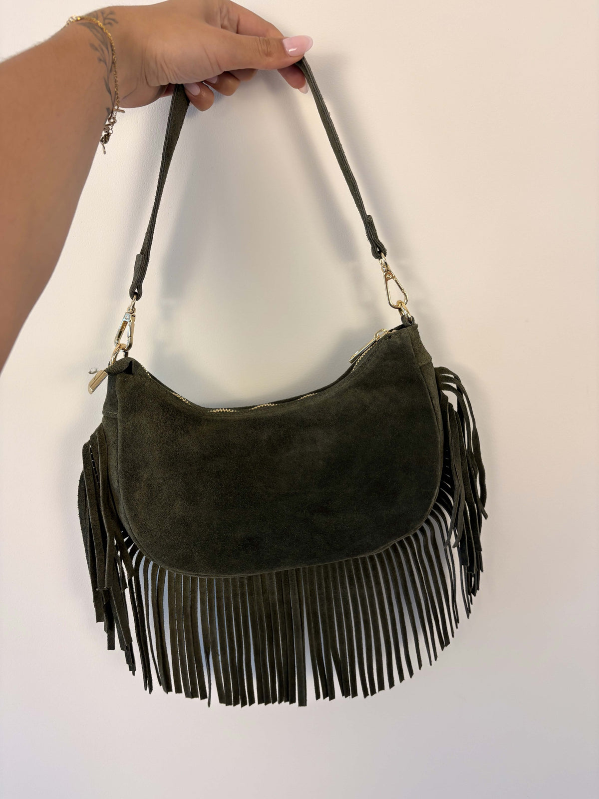 Fringe bag suède