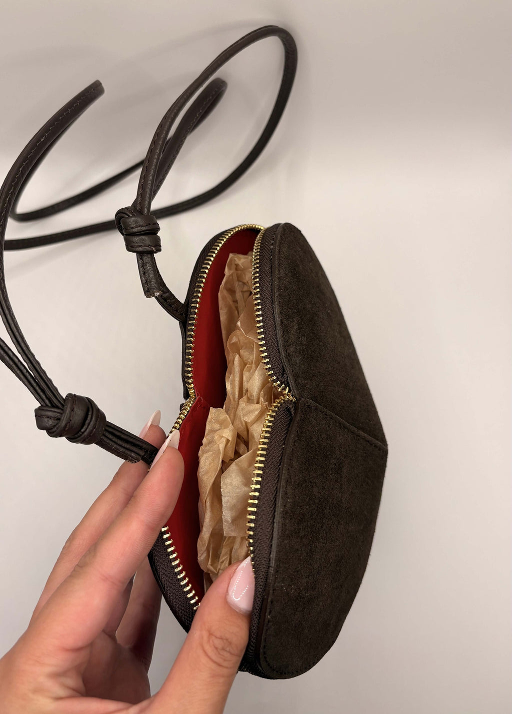 Heart bag suède