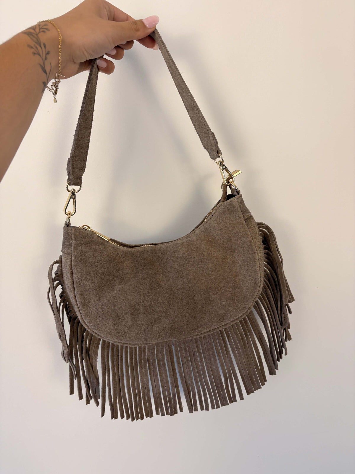 Fringe bag suède