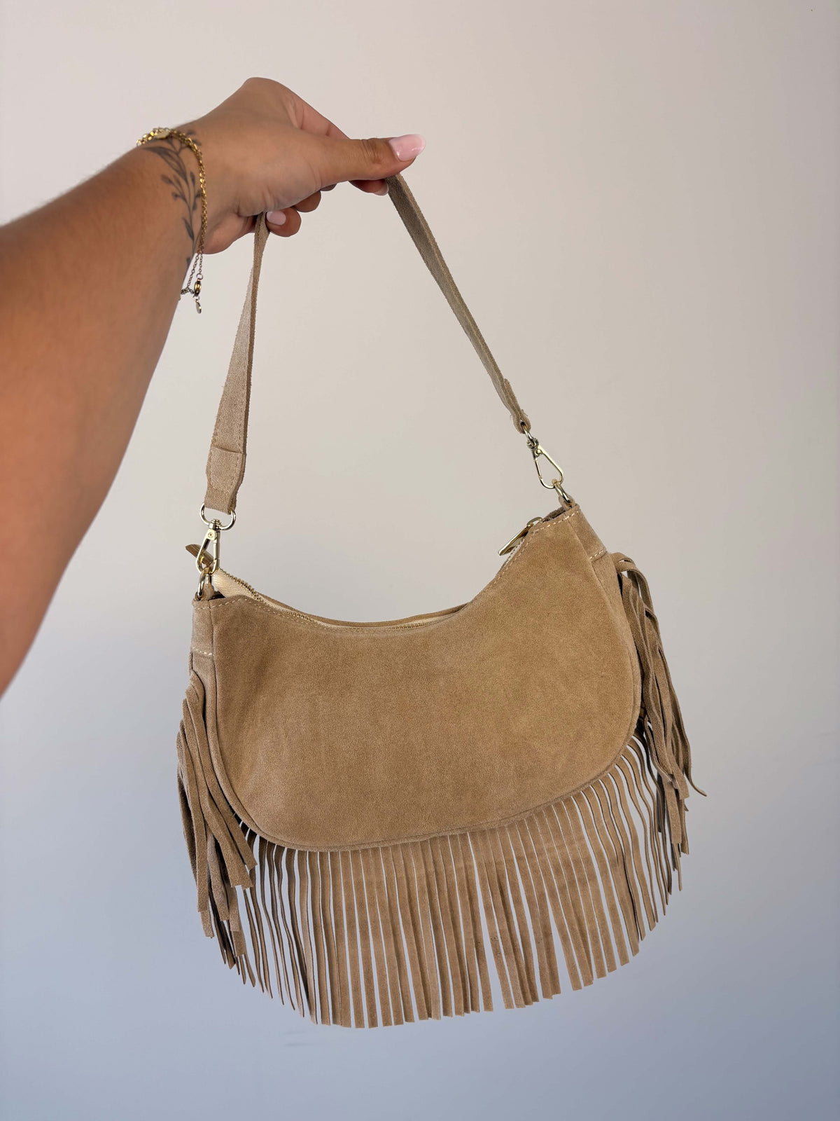 Fringe bag suède