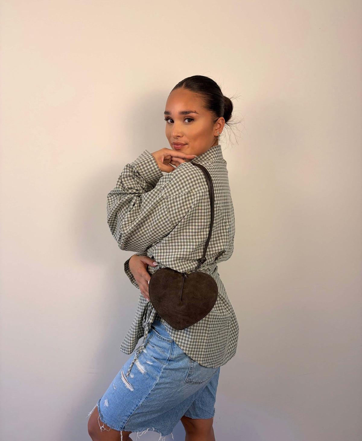 Heart bag suède