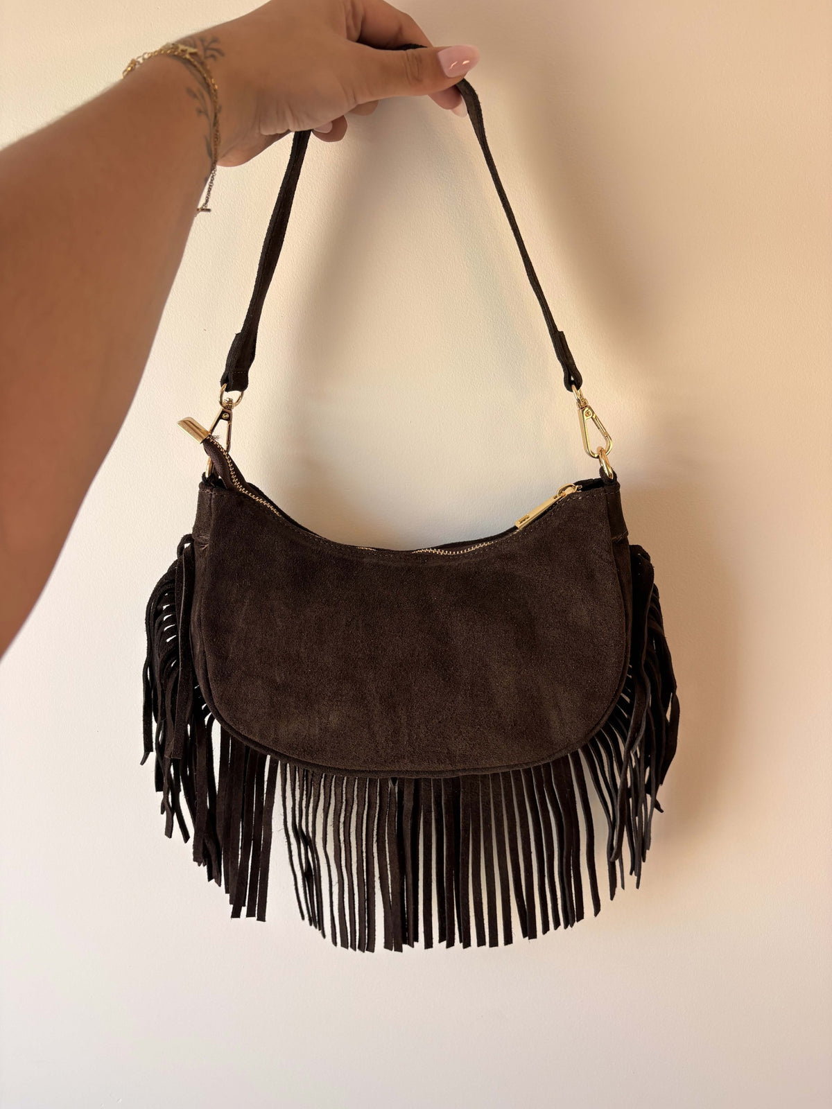 Fringe bag suède