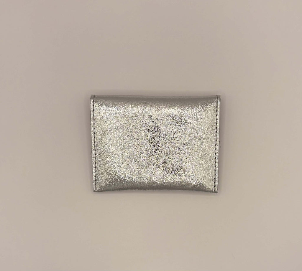 Beursje studs zilver en goud leer