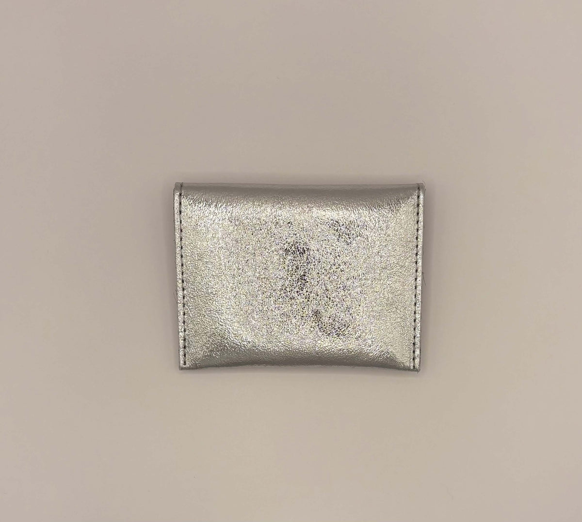 Beursje studs zilver en goud leer