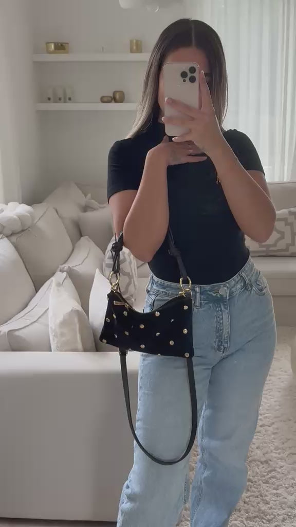 Stud bag suède